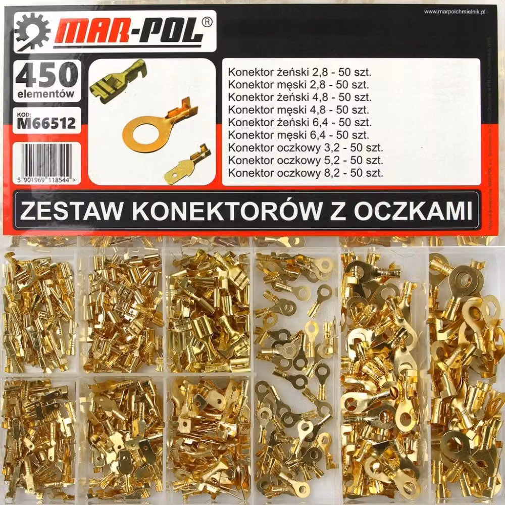MAR-POL Set di connettori per cavi per auto con occhielli 450 pz M66512