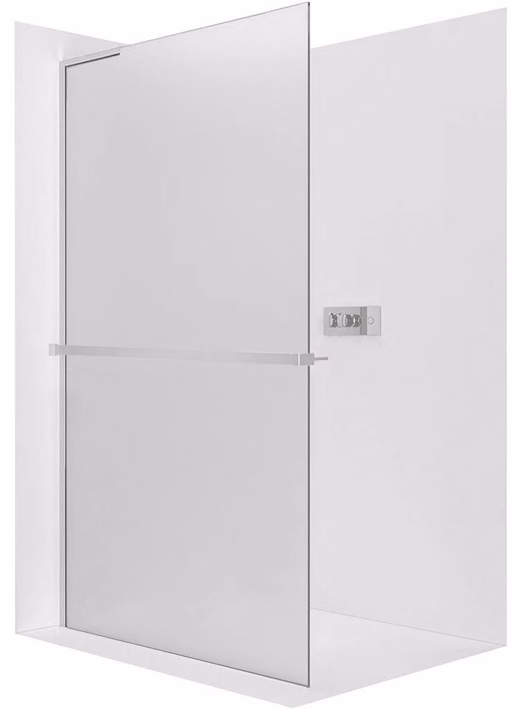 Pannello doccia angolare Walk-in Onyx, colonna sinistra - 8 mm + ripiano/portasciugamani - cromato, vetro opaco - 70x200 cm