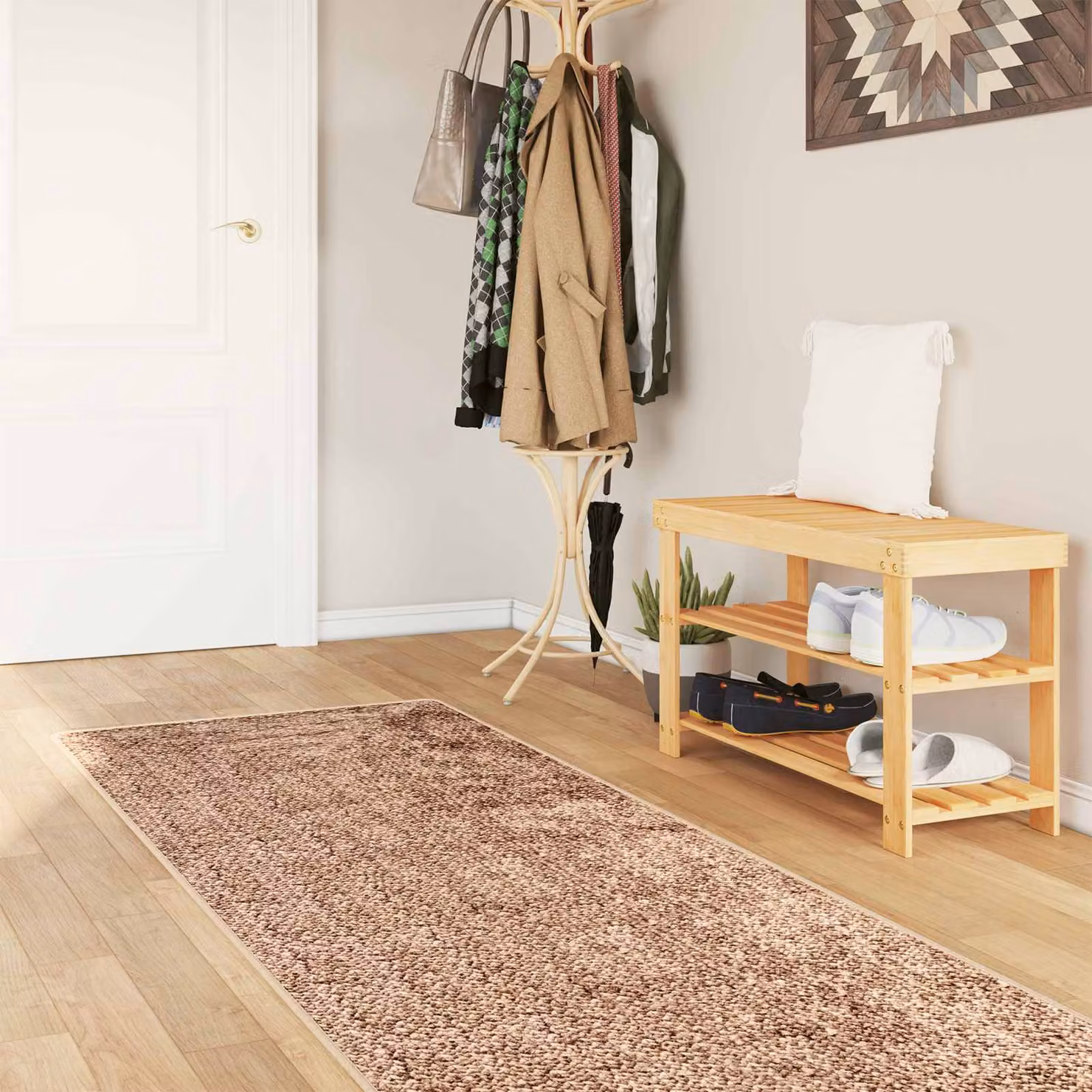 Tappeto Runner vidaXL MARSA moderno in poliestere e PVC, Marrone e Giallo, L: 350 cm x P: 100 cm