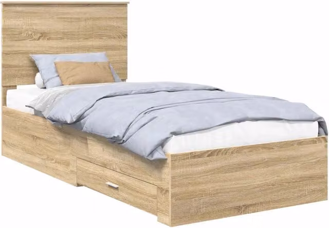 Letto singolo | Letto per adulti | Struttura del letto Rovere Sonoma 90 x 190 cm Legno multistrato