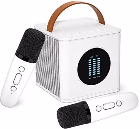 Microfono Karaoke Bluetooth per Bambini con Batteria Ricaricabile, Bianco