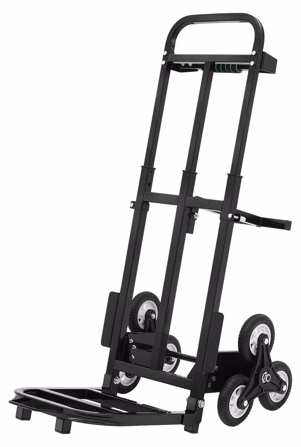 Carrello trasporta-scale pieghevole - Carrello a 6 ruote per il trasporto di carichi - Ideale per scale e terreni irregolari - Struttura in acciaio - Ruote in gommaPoliuretano- Colore nero