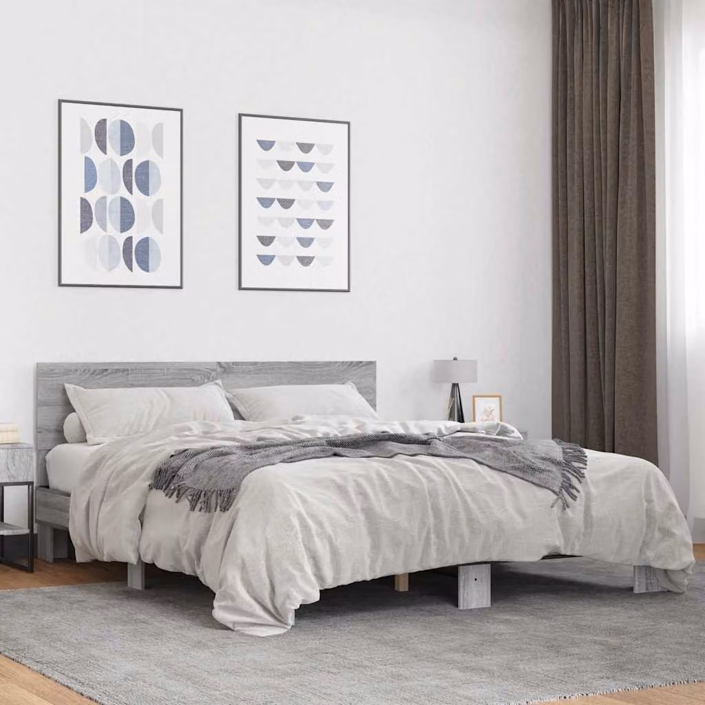 Giroletto vidaXL Grigio Sonoma in Legno e Metallo L/P: 150 x 200 cm