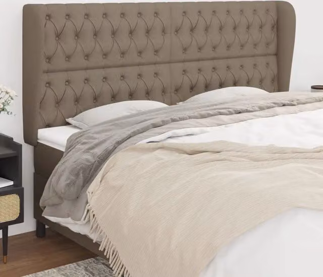 Testiera ad orecchio Design Mania in tessuto beige L: 203 cm, P: 23 cm, H: 118/128 cm