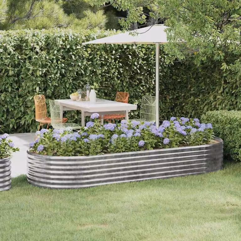 Letto da giardino rialzato vidaXL in acciaio zincato argento L: 249 cm, P: 100 cm, H: 36 cm