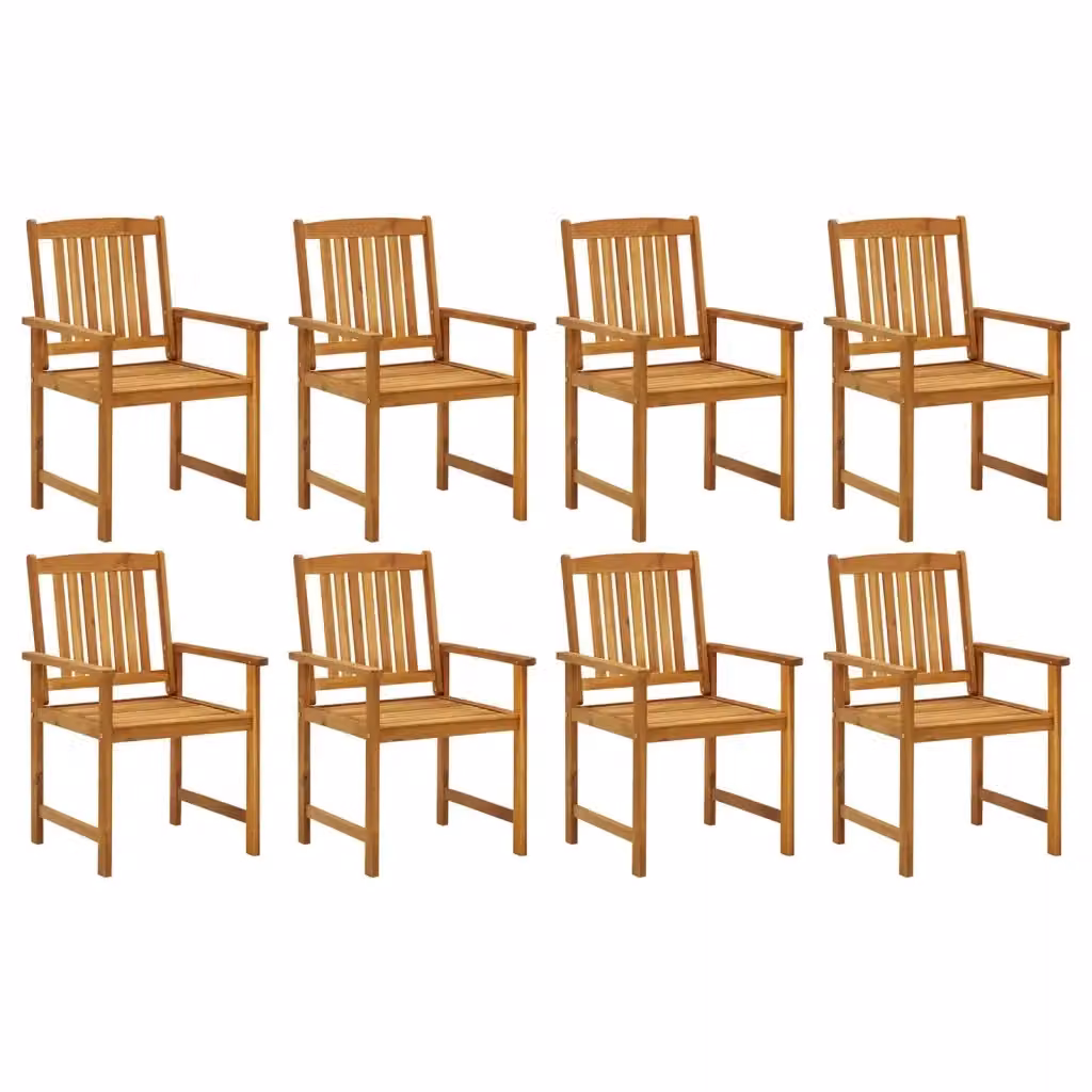 Set di 8 sedie da giardino vidaXL in legno di acacia oliato con cuscini verdi – 2