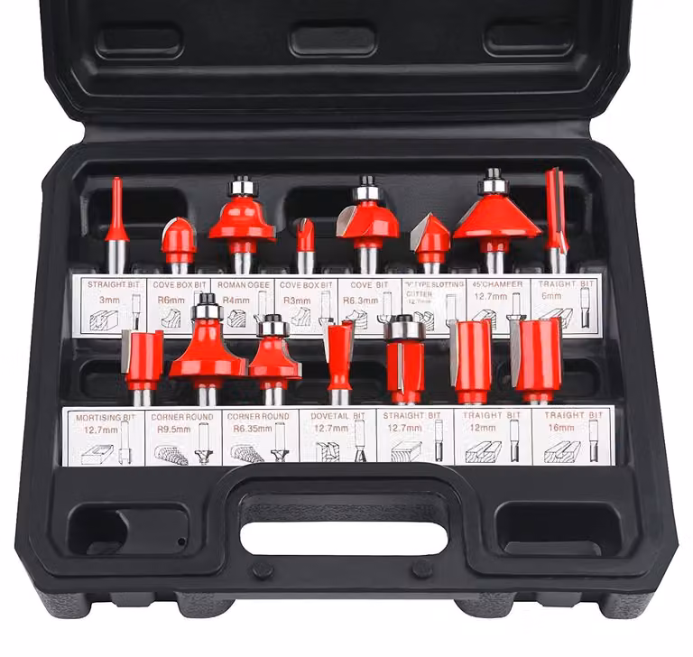 Set di 15 frese da 8 mm per lavorazione del legno