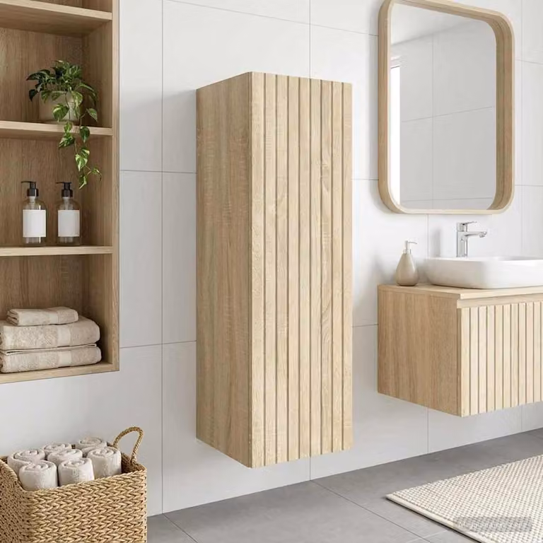 vidaXL Mobiletto da Bagno a Muro Moderno in Rovere Sonoma, L: 33 cm, P: 34,5 cm, H: 60 cm