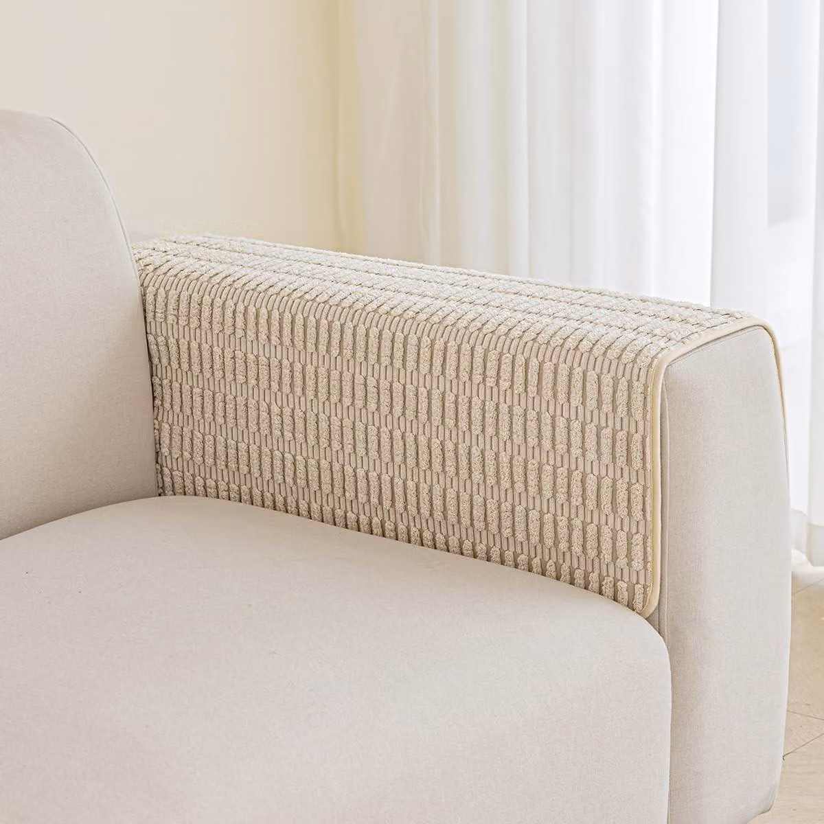 Omgoods - Set di 2 braccioli impermeabili per divano, color crema