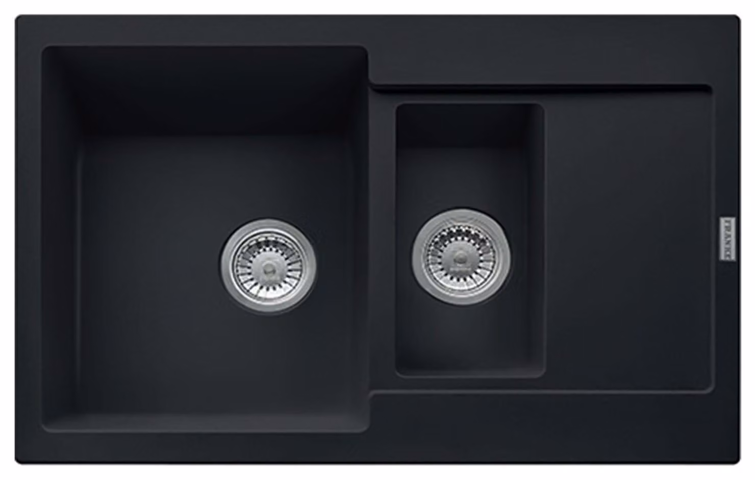 FRANKE Maris MRG 651-78 in BLACK MATT con valvola a pulsante e scolapiatti / Dimensioni di incasso 760 x 480 mm / Lavello da incasso