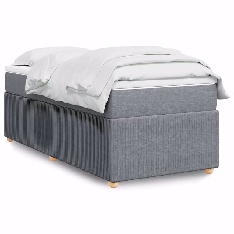 Giroletto a molle con materasso ibrido vidaXL in tessuto grigio e bianco, L 100 cm x P 200 cm