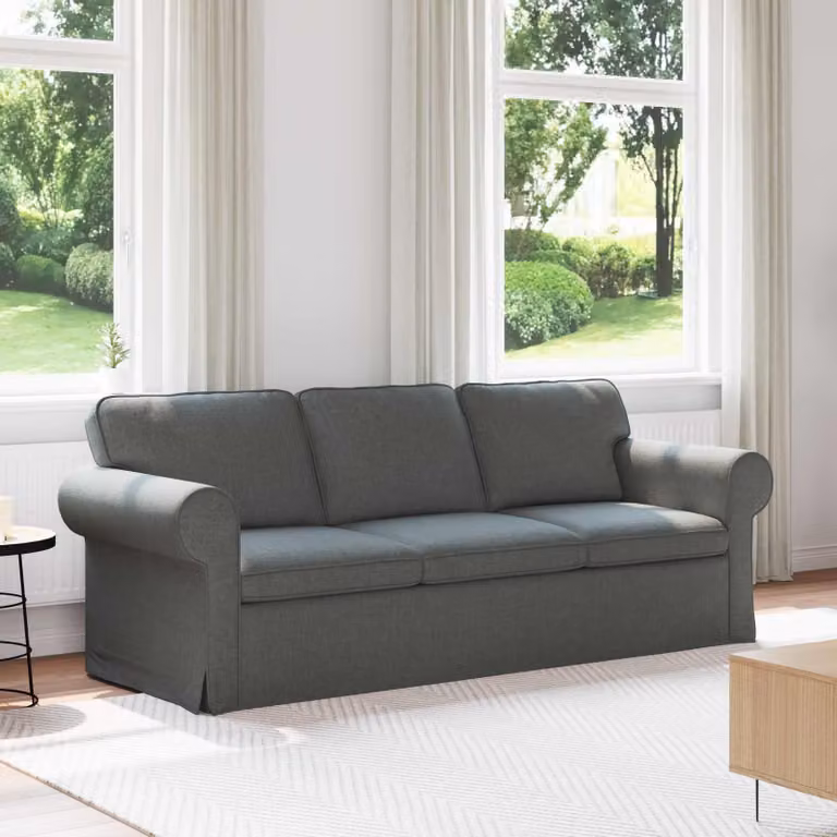 vidaXL Divano Moderno in Tessuto Grigio e Nero con Struttura in Metallo L: 215 cm, P: 82 cm, H: 80 cm