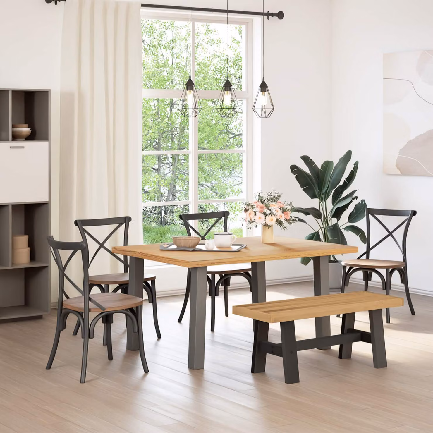 Panchina da pranzo NOAIN vidaXL in legno di pino rustico, marrone/beige, L 120 x P 41 x H 45 cm