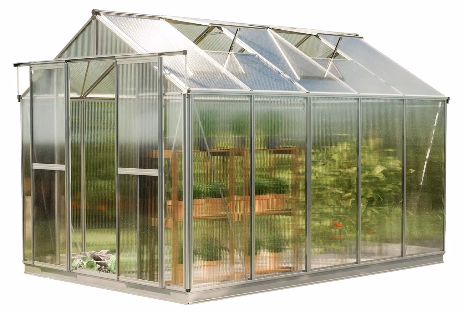 GFP Serra Saphir 5 telaio in alluminio 259 x 322 cm, lastre a doppia parete di 8 mm, con apri-finestra automatico e telaio di fondazione