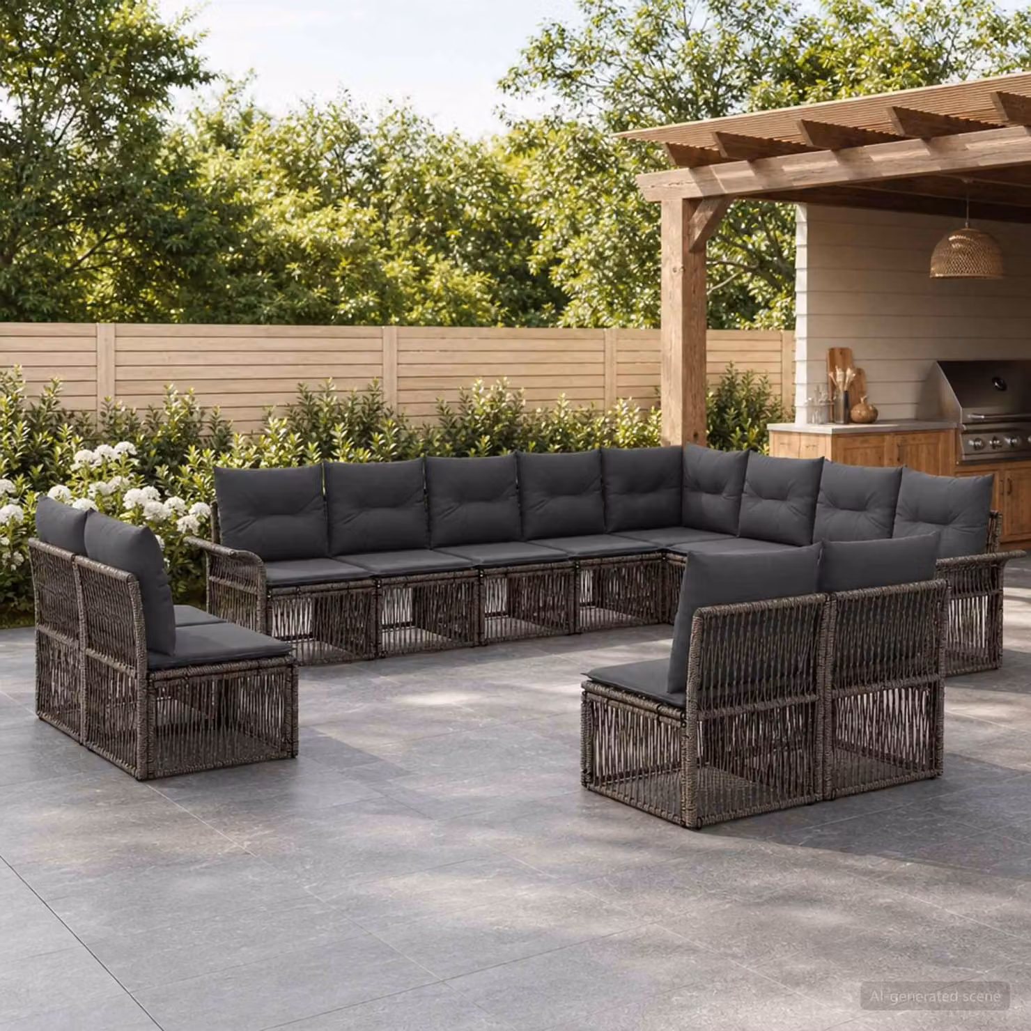 Maison Exclusive - Set di divani da giardino, 12 pezzi, grigio, in rattan sintetico