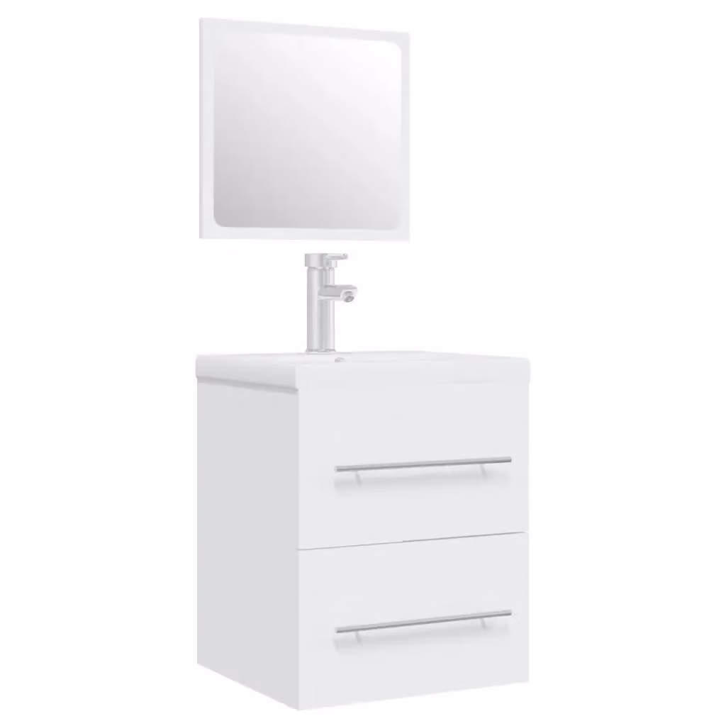Mobile Bagno con Lavabo Integrato vidaXL Bianco Lucido in Legno, Sospeso, L/P/H: 80 x 48 x 41 cm – 2