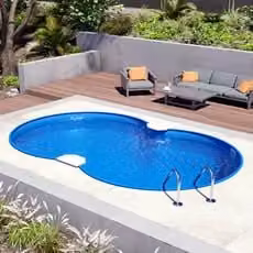 Piscina interrata a forma di otto in acciaio PISCINE ITALIA NEWSKYBLUE colore blu Altezza: 120 cm