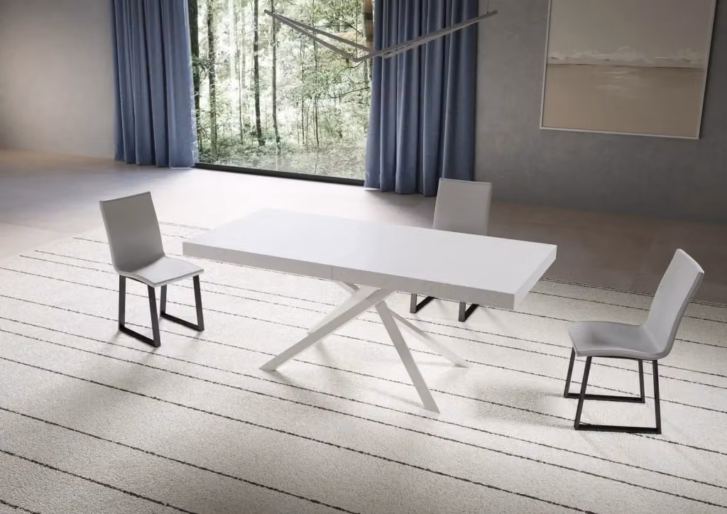 Tavolo allungabile Niketis bianco frassino con gambe bianche L: 90 cm, P: 200-460 cm – 2