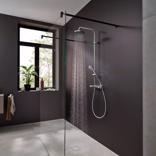Colonna doccia rigida con miscelatore termostatico Vernis Shape Hansgrohe cromo