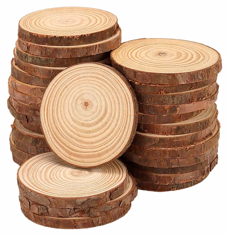 Dischi di legno, diametro 6-7 cm, non trattati, confezione da 30 pezzi, ideali per lavori manuali e decorazioni