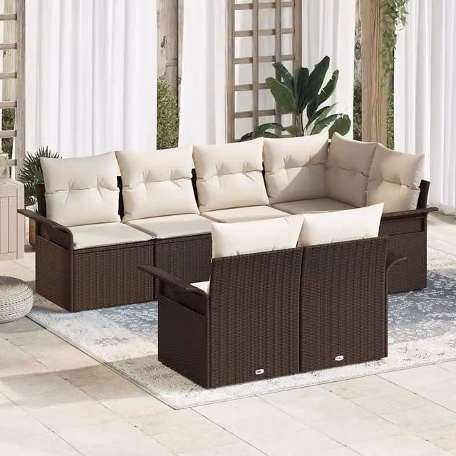 Set Divano da Giardino 7 pz Marrone polyrattan 3345398