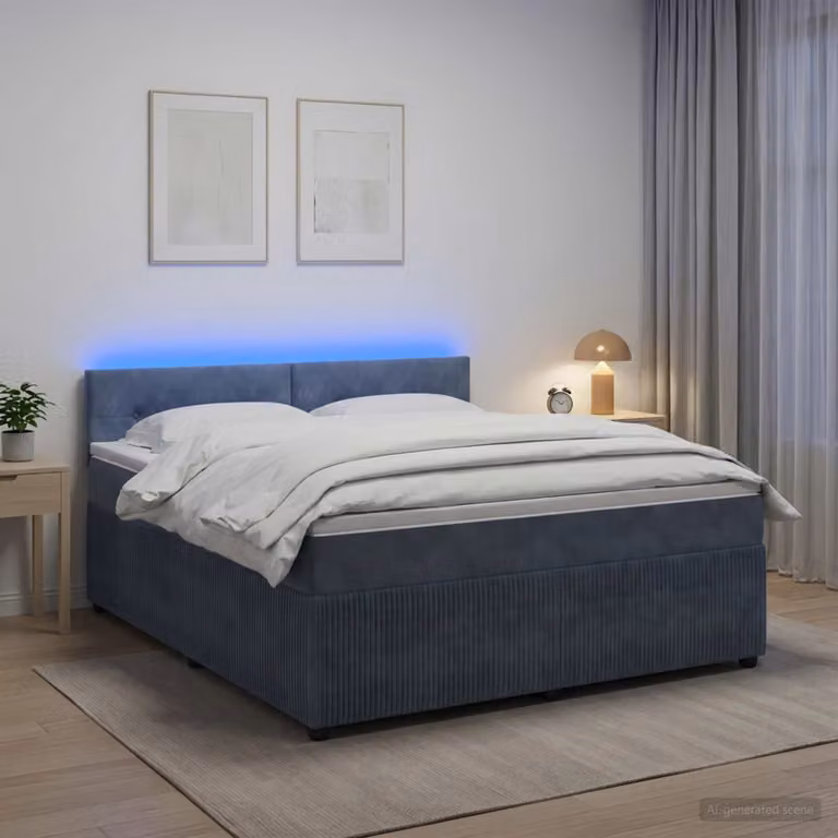 vidaXL Letto box spring moderno con materasso ibrido in tessuto grigio, L: 140 cm, P: 200 cm, H: 100,5 cm