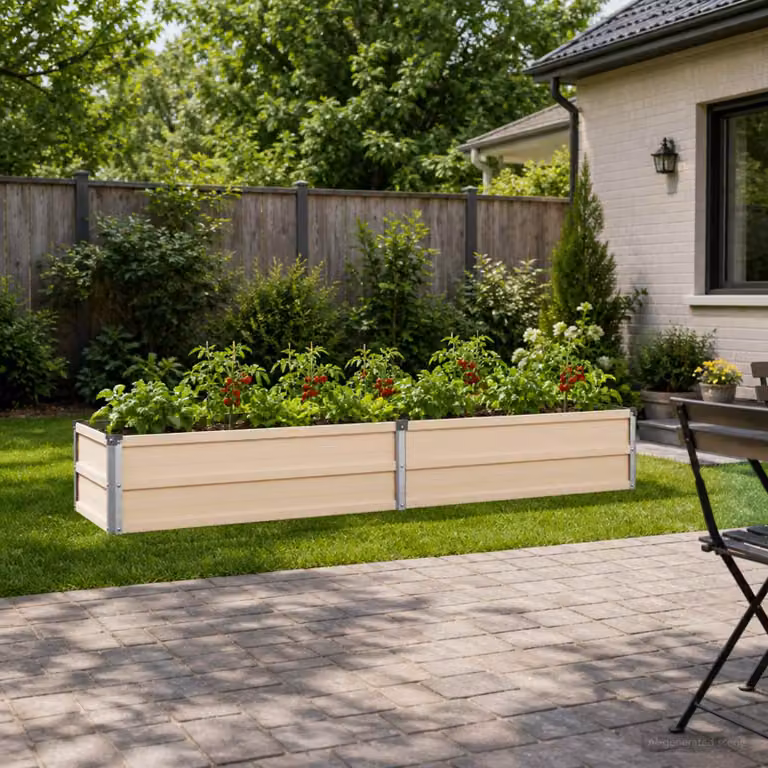 Letto rialzato da giardino vidaXL in metallo beige L: 160 cm, P: 40 cm, H: 24 cm