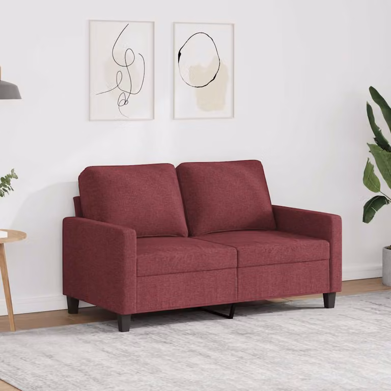 vidaXL Divano a 2 Posti Rosso Vino 120 cm in Tessuto