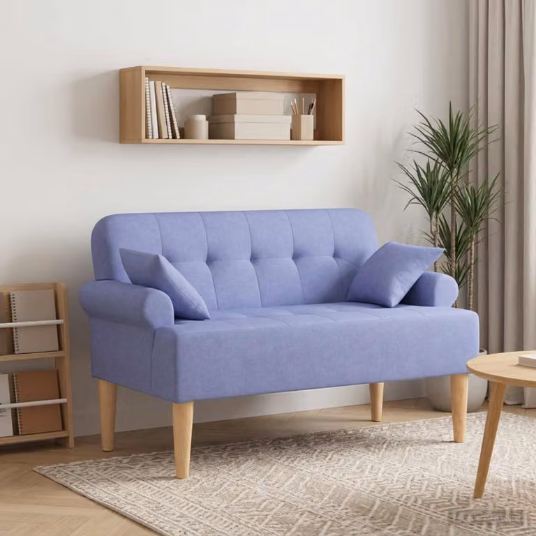 Loveseat moderno vidaXL in tessuto blu con bottoni imbottiti L: 120 cm, P: 65 cm, H: 79 cm
