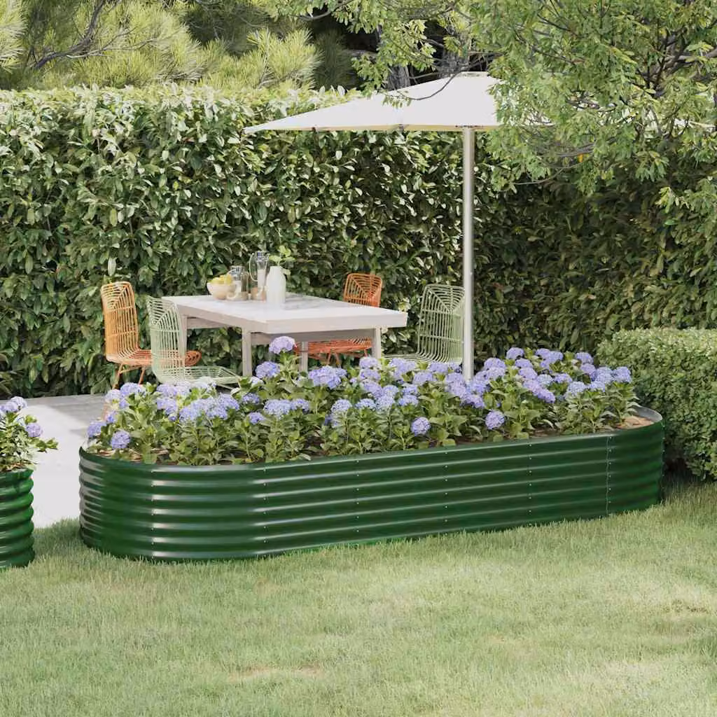 Letto da giardino rialzato vidaXL in acciaio zincato verde L/P/H: 249 x 100 x 36 cm
