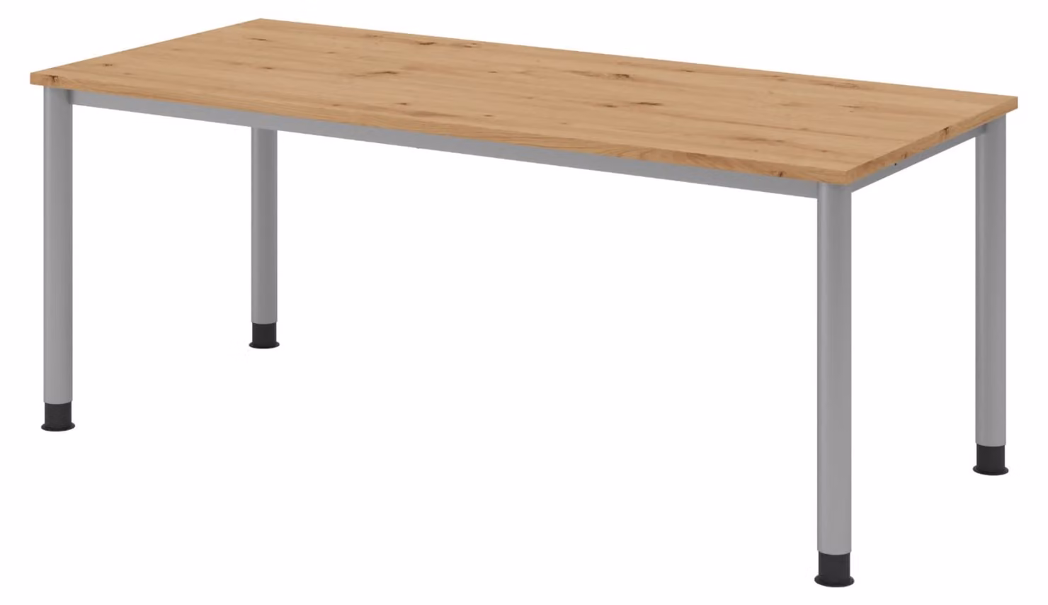 Scrivania bümö Serie H - Struttura: argento, finitura: rovere nodoso, dimensioni: 180 x 80 cm