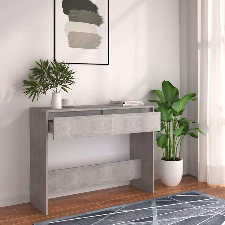 vidaXL Tavolo Consolle Moderno in MDF Grigio Cemento L/P/H: 100 x 35 x 76,5 cm