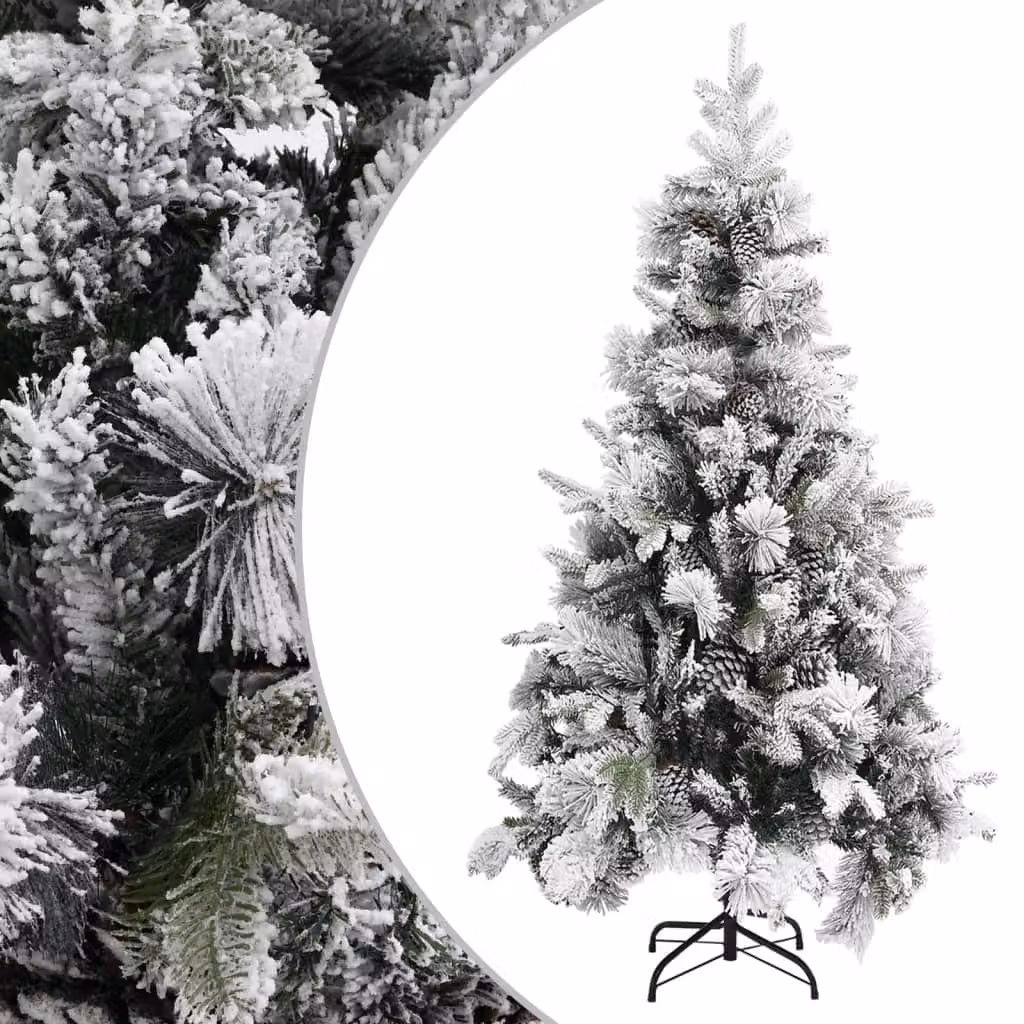 The Living Store Albero di Natale con pigne innevate 225 cm PVC & PE