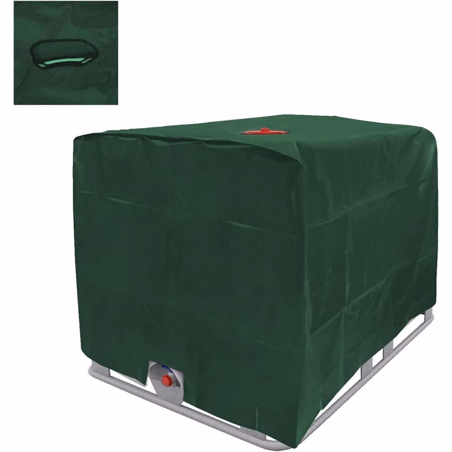 Copertura impermeabile per serbatoio IBC da 800 litri, colore verde, realizzata in HDPE