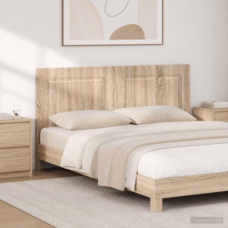 Testiera da muro moderna vidaXL UTRECHT in legno ingegnerizzato color rovere sonoma, L: 123 cm, H: 50 cm, P: 10,5 cm