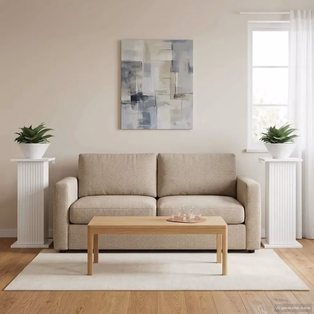 Supporto per piante moderno in legno bianco lucido, set da 2 pezzi, L/P/H: 30,5 x 30 x 60,5 cm – 2
