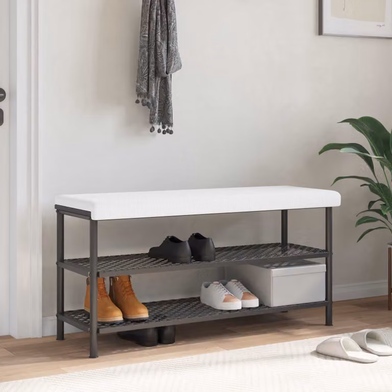 vidaXL Cuscino per panchina rettangolare in schiuma e poliestere bianco L 110 cm x P 35 cm