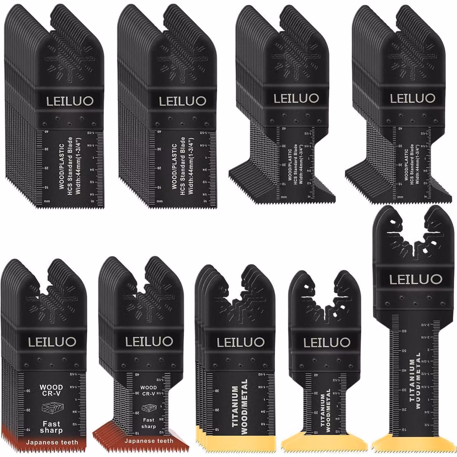 Set di accessori multifunzione da 100 pezzi per legno, chiodi, cartongesso, con lame oscillanti universali e custodia. Compatibile con DeWalt, Makita, Dremel (adattatore incluso)