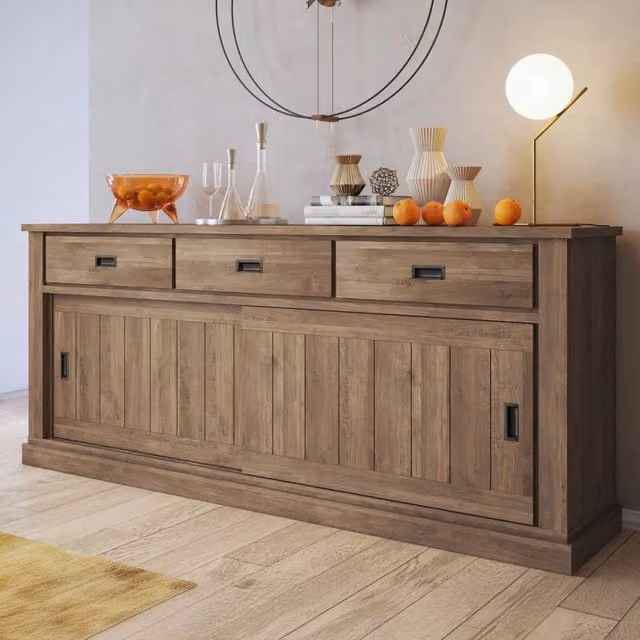 Madia DMORA Malonno in legno marrone opaco L 220 cm x P 50 cm x H 95 cm – 1