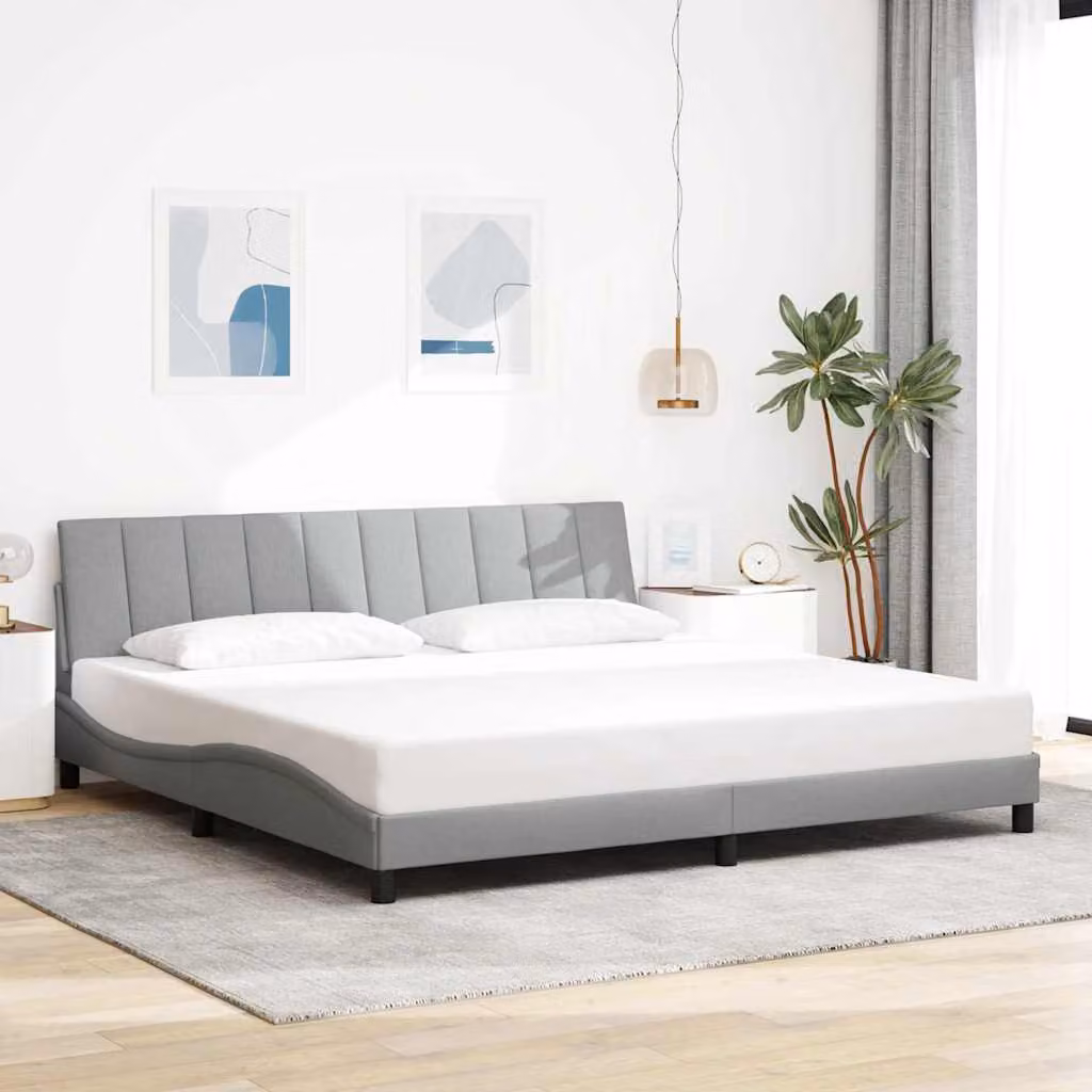 vidaXL Giroletto Hanko Grigio Chiaro con Struttura Imbottita e Porte USB 200x200 cm