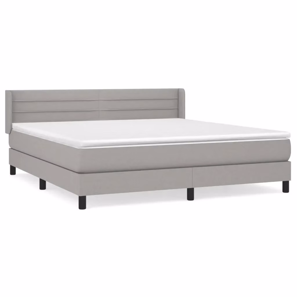 Letto Ibrido vidaXL con Giroletto a Molle e Materasso in Tessuto Grigio e Bianco L/P: 160 x 200 cm – 2