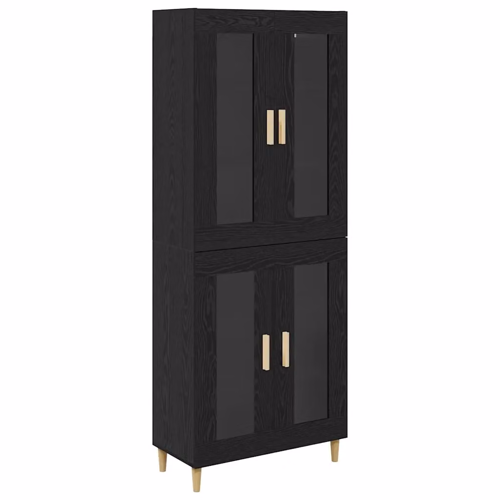 Credenza vidaXL in MDF e vetro nera per soggiorno e sala da pranzo L: 69,5 cm, P: 34 cm, H: 180 cm – 2