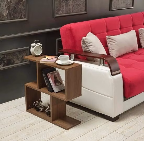 Sedia angolare moderna in legno color noce per salotto, camera da letto o ufficio, L/P/H: 60 x 60 x 20 cm