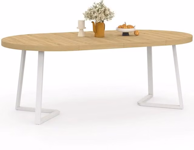 IDMarket - SELMA tavolo da pranzo rotondo allungabile 4-10 persone legno e bianco 110-200 cm