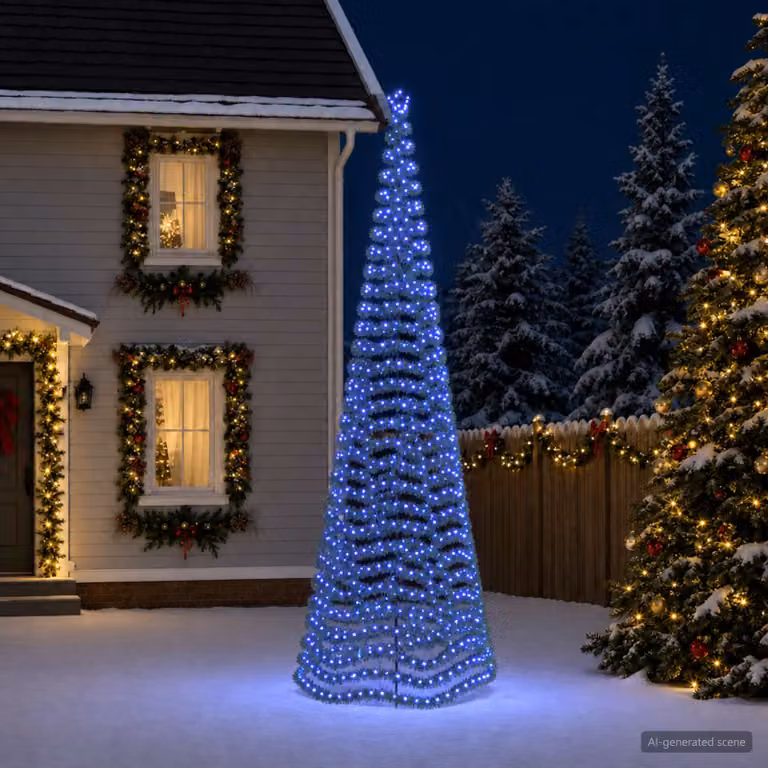 vidaXL Albero di Natale a LED in tinsel con picchetto EKENAS 500 cm