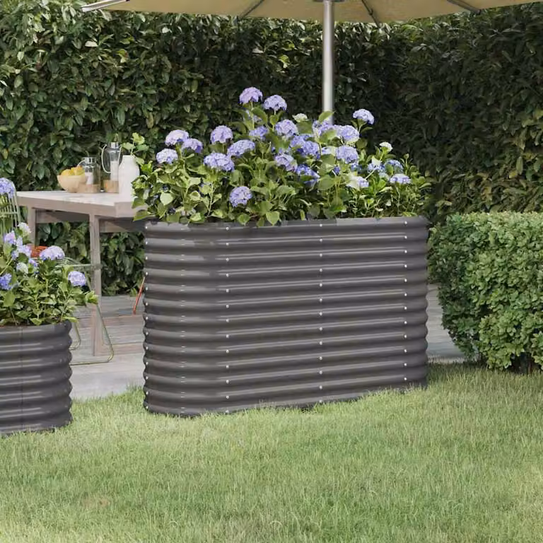 Letto rialzato da giardino vidaXL in acciaio zincato grigio L: 114 cm, P: 40 cm, H: 68 cm