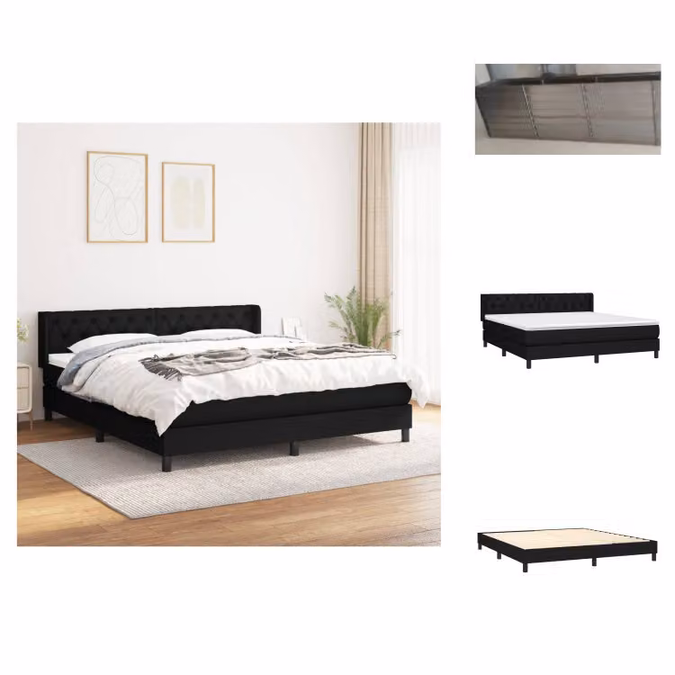 vidaXL Letto a molle con materasso nero 160x200 cm in tessuto - Letti e strutture letto