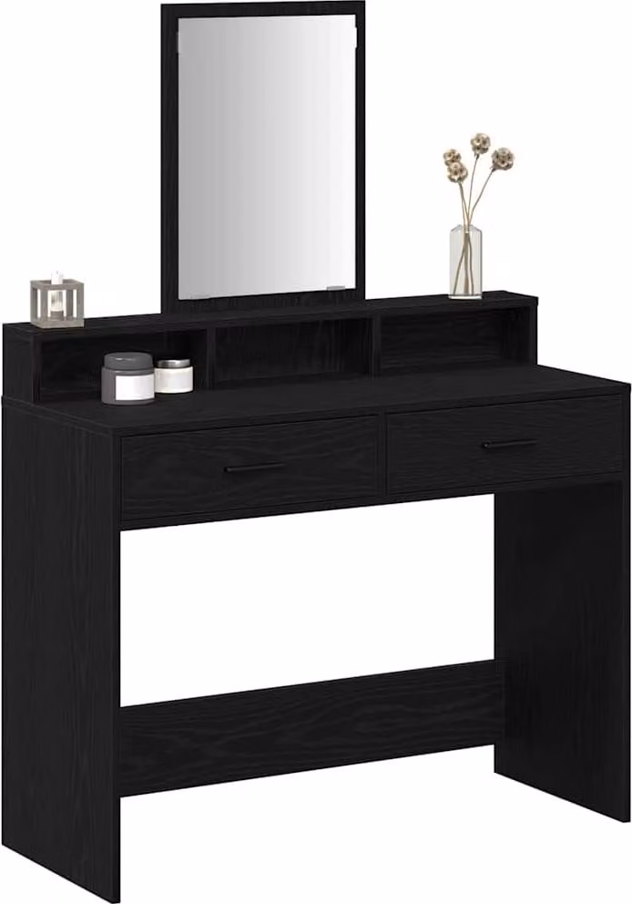 Tavolo da Trucco con cassetto Rovere Nero 100 x 41 x 140 cm