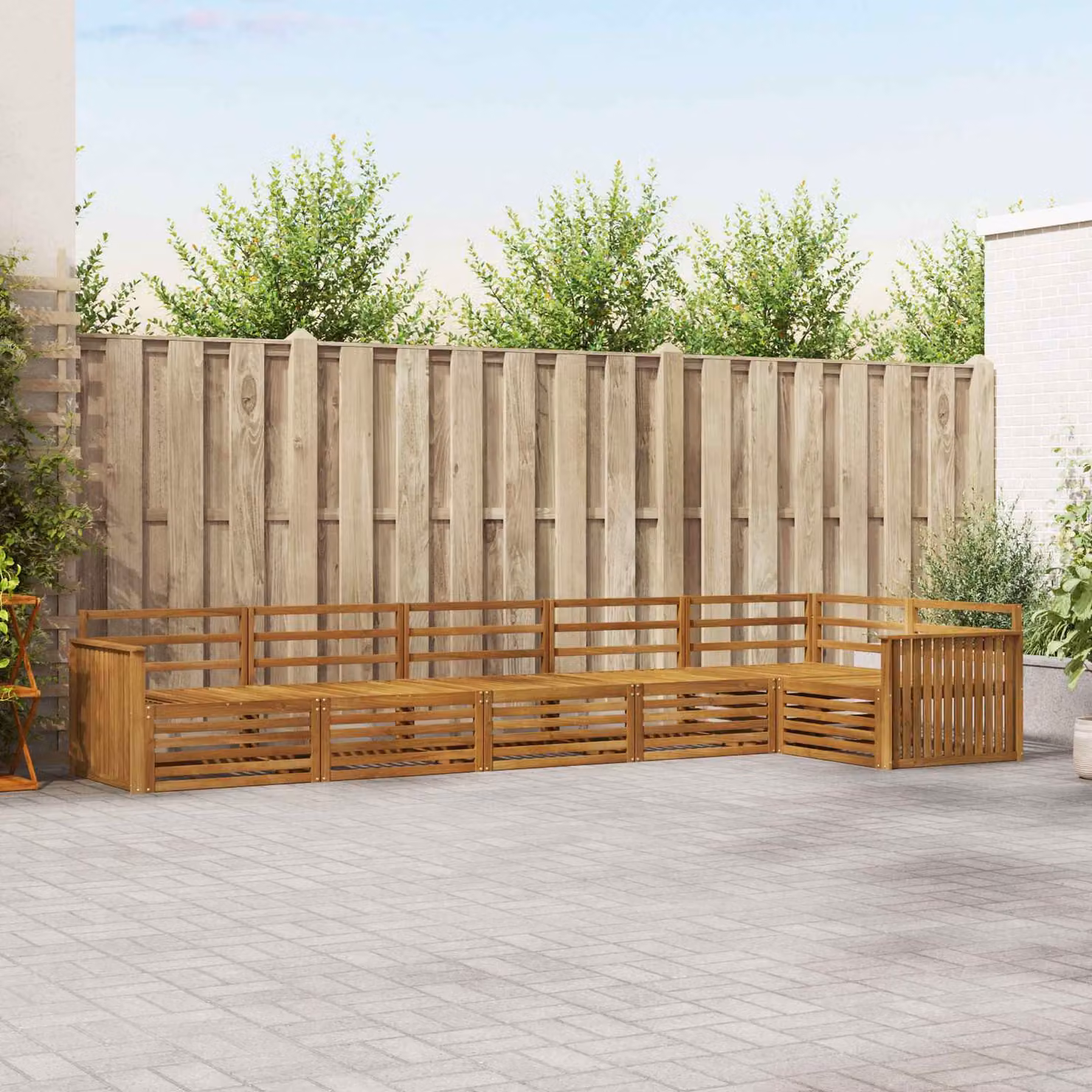 Set di divani da esterno vidaXL 6 pz in legno di acacia marrone con cuscini inclusi a forma di L