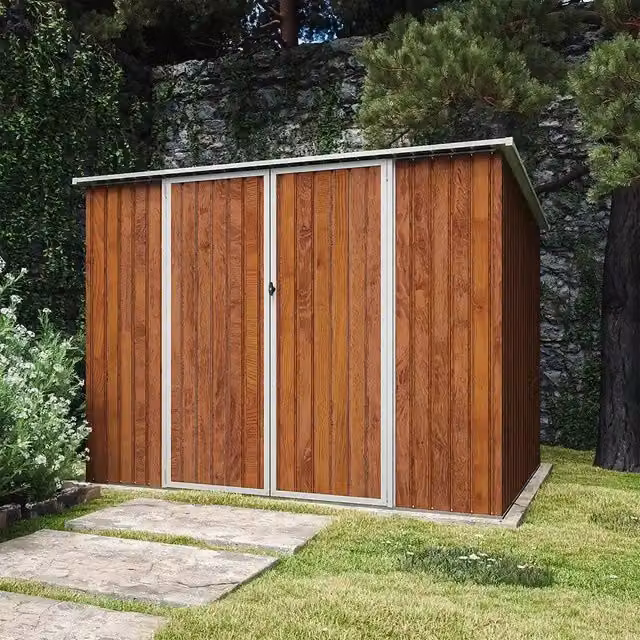 Casetta da giardino in acciaio zincato effetto legno 2,77x1,93xh1,96m - 91kg -5,35 metri quadri